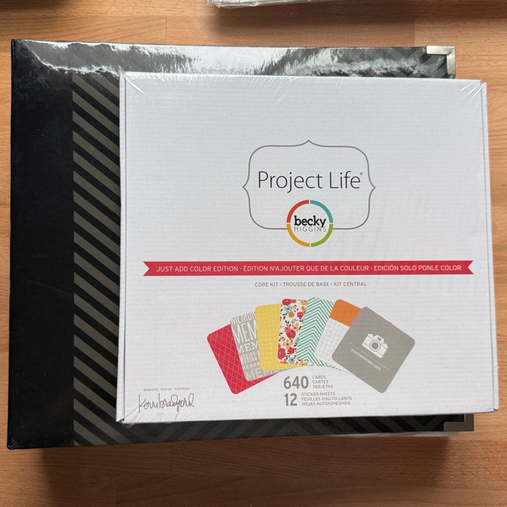 Project Life Scrapbook Kit - Just Add Color Edition w Black/Grey Chevron Binder